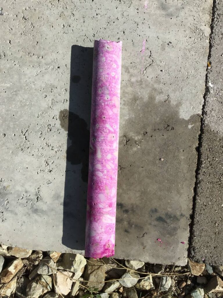 Analisi della carbonatazione di un plinto di un palo dopo carotaggio